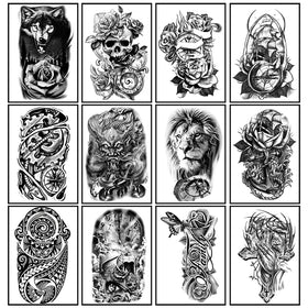 Close-up of Yazhiji large temporary tattoo sheet showing intricate patterns