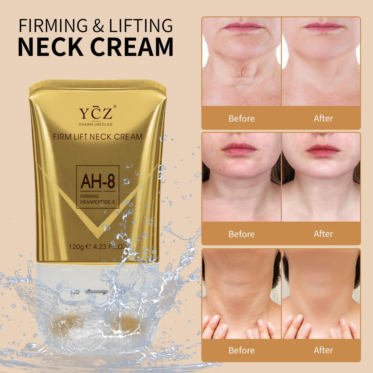 Close-up of Ycz Neck Cream with built-in roller for massage