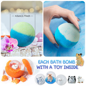 Close-up of Yekery bath bomb showcasing surprise toy inside