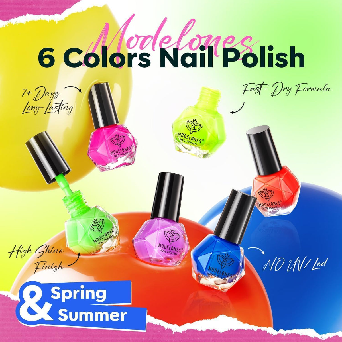 close-up of yellow colour nail polish from modelones