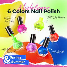 close-up of yellow colour nail polish from modelones