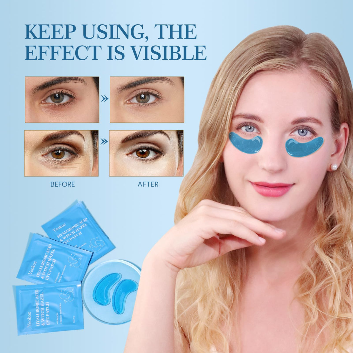 Close-up of Yeokoe Under Eye Patches with hyaluronic acid