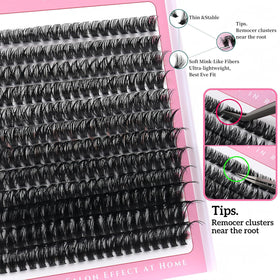 Close-up of YIDUO 40D, 60D, and 80D lash clusters
