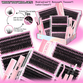 Close-up of YIDUO cluster lashes in different styles