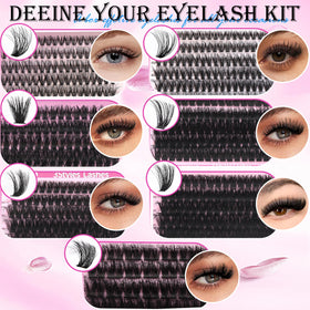 Close-up of YIDUO cluster lashes in various styles