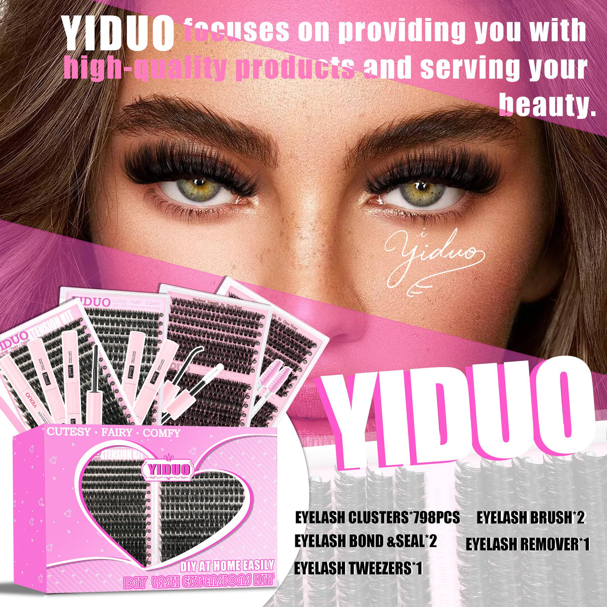 Close-up of YIDUO lash bond and seal included in the kit