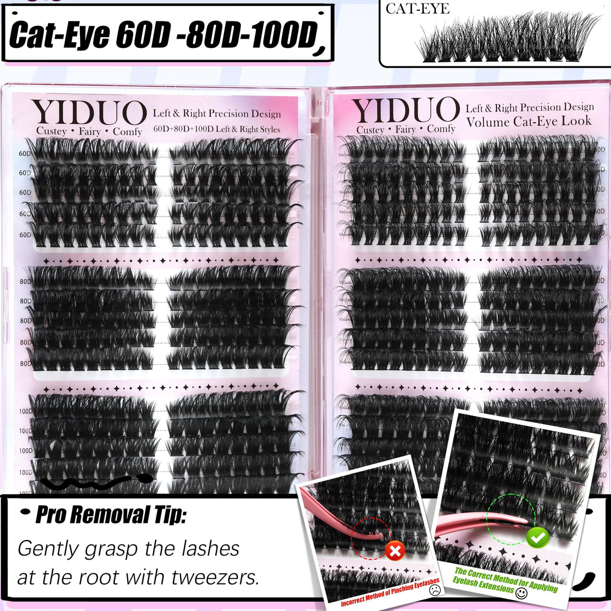 Close-up of YIDUO lash clusters in various styles