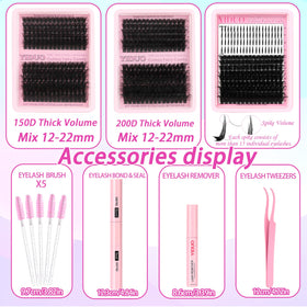 Close-up of YIDUO lash clusters in various styles