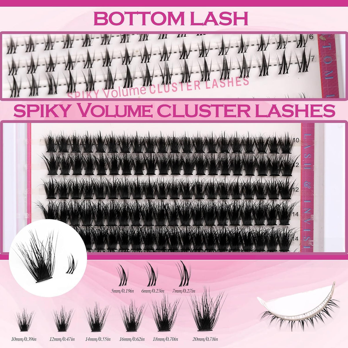 Close-up of YIDUO lash clusters in various styles