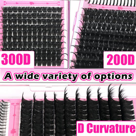 Close-up of YIDUO lash clusters showing different lengths