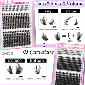 Close-up of YIDUO lash clusters showing different styles and lengths