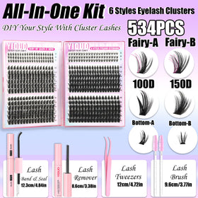 Close-up of YIDUO lash clusters showing natural manga style