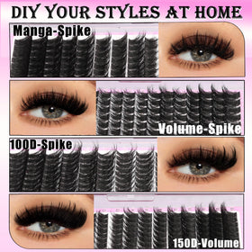 Close-up of YIDUO lash clusters with tweezers