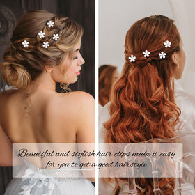 Close-up of YISSION white flower hair clip with crystal