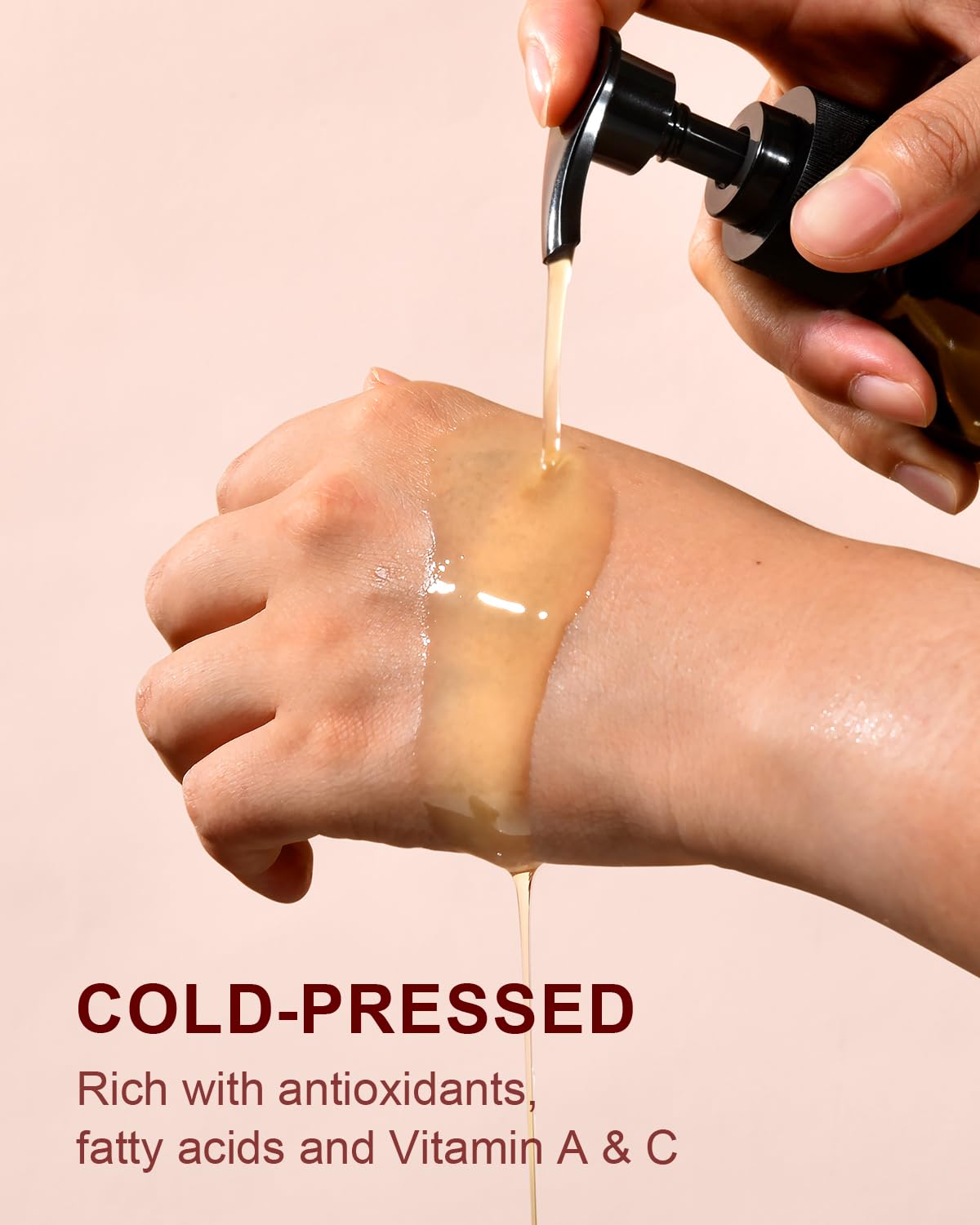 Close-up of Yoken Cold Pressed Organic Rosehip Seed Oil texture