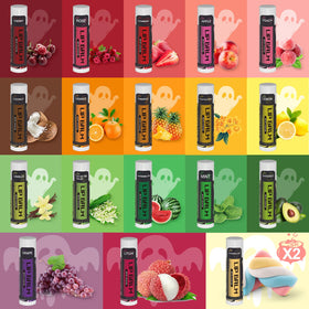 Close-up of Yopela lip balm flavours including mint and strawberry