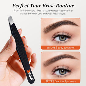 Close-up of YRBIA Slant Tweezers slanted tips