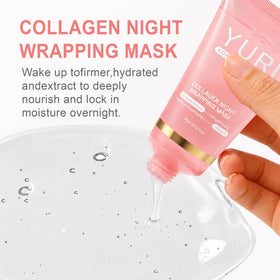 Close-up of YURI KOREA MASK Collagen Night Wrapping Mask texture
