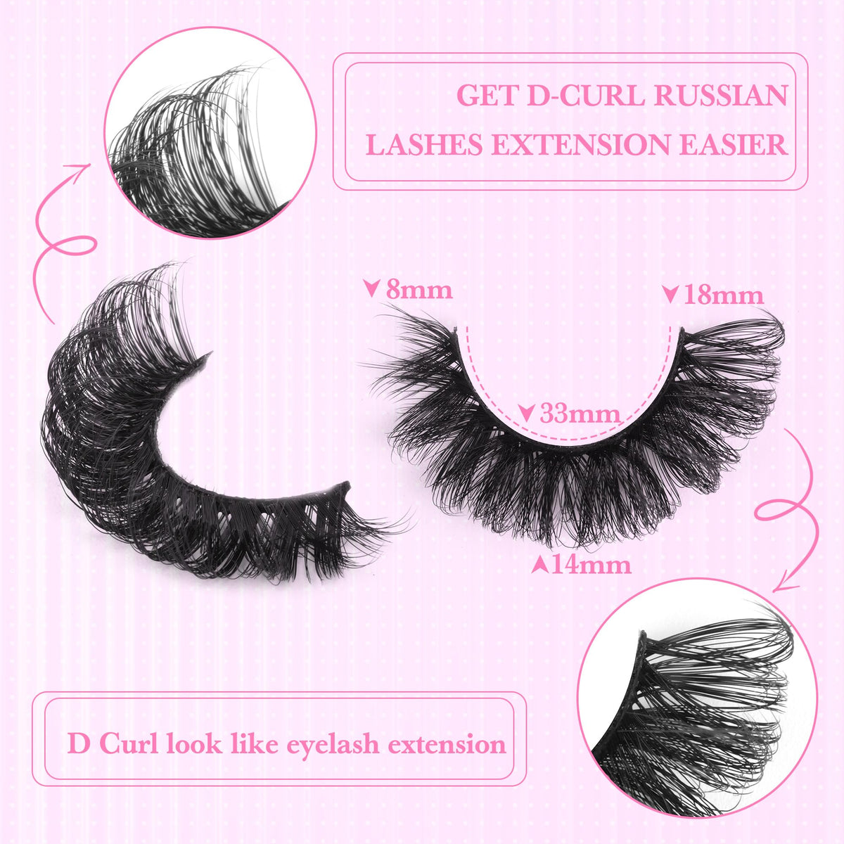 Close-up of zanlufly D-Curly cat eye false eyelashes