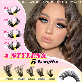 Close-up of zanlufly D-Curly individual lashes in different thicknesses
