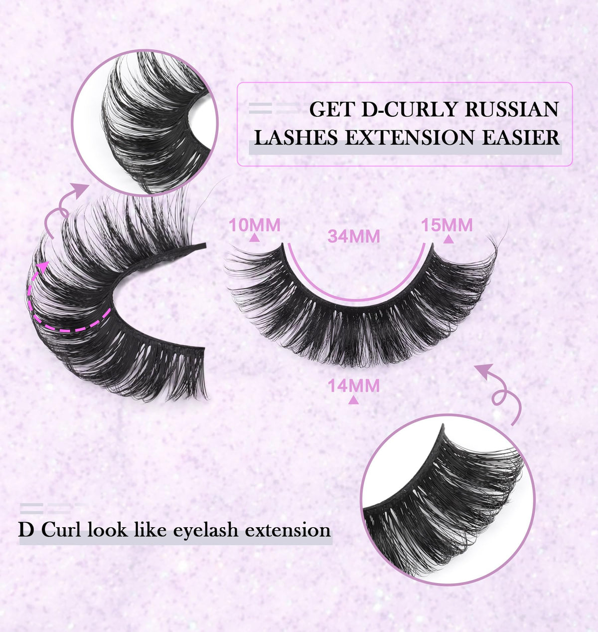 Close-up of zanlufly False Eyelashes showing D-curly design