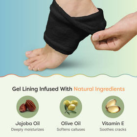 Close-up of ZenToes heel socks with jojoba oil infusion