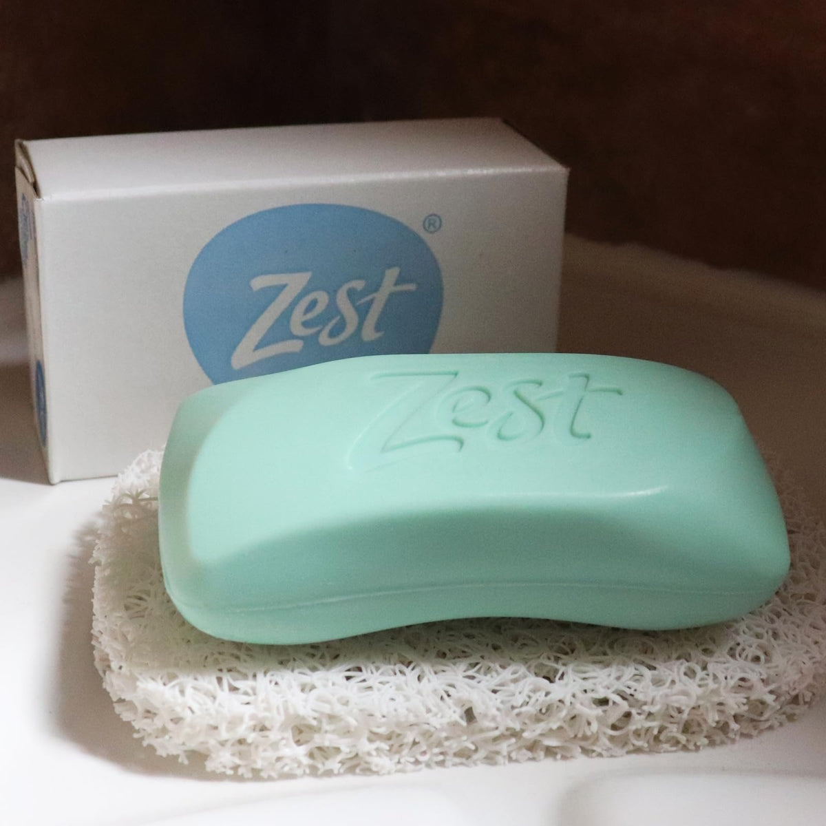 Close-up of Zest Aqua Bar Soap with Vitamin E