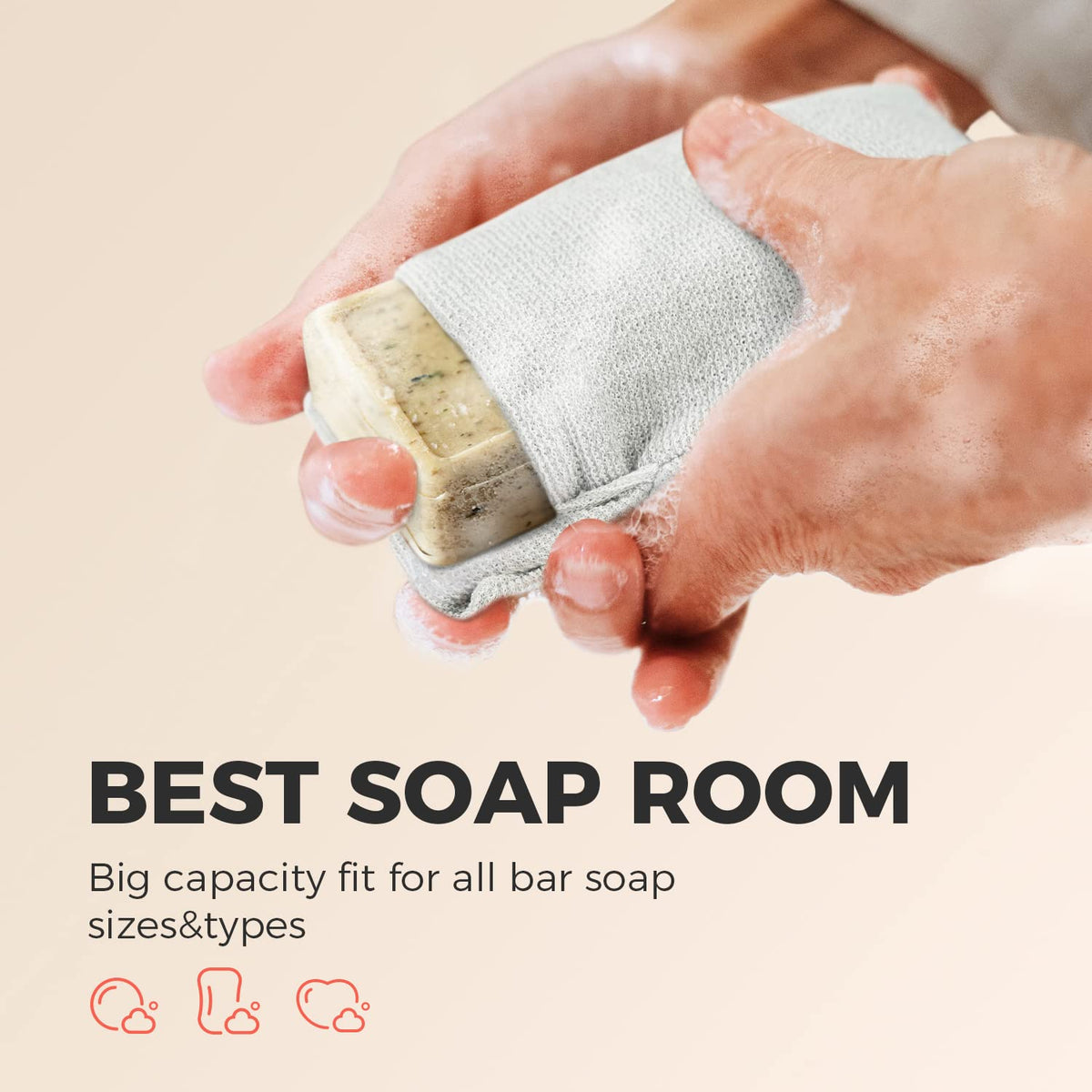 Close-up of ZOMCHI Soap Bag with soap inside