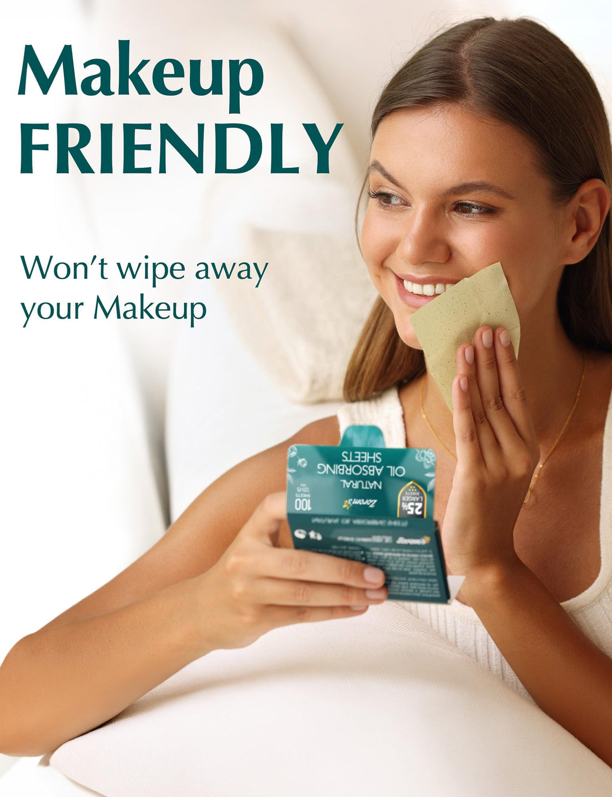 Close-up of ZOROM'S oil blotting sheets texture