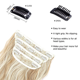 Close-up of ZQIAN BEAUTY clip-in hair extensions clips
