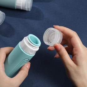 Close-up view of CHEODIN travel bottle with wide opening for easy filling