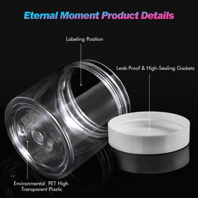 Close-up view of Eternal Moment plastic jar with lid