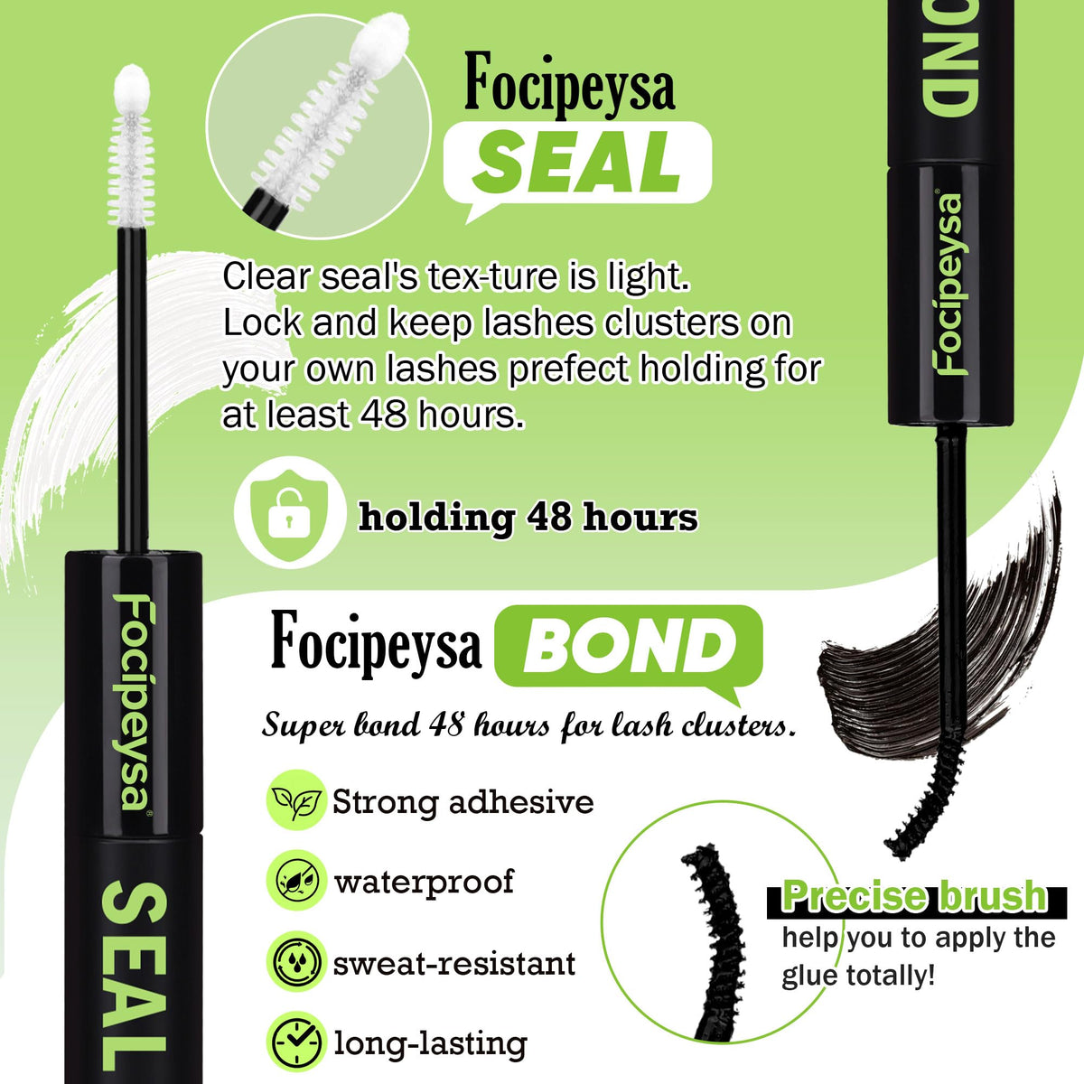 Close-up view of Focipeysa Lash Bond Seal Glue bottle