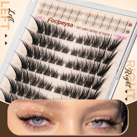 Close-up view of Focipeysa lash clusters showing varied lengths
