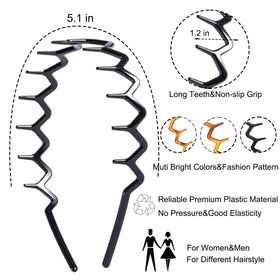 Close-up view of Supgoodom Zig Zag Headband showing teeth for non-slip fit