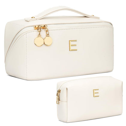 CLOUDWINGS Custom Initial Makeup Bag Set front view with personalised initial