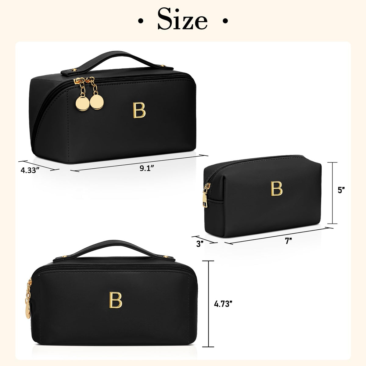 CLOUDWINGS Initial Makeup Bag alongside small toiletry bag