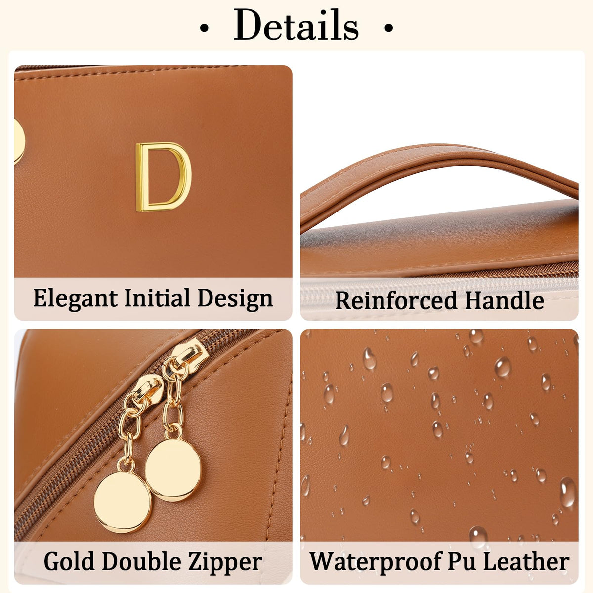 CLOUDWINGS Initial Makeup Bag featuring durable gold-toned hardware