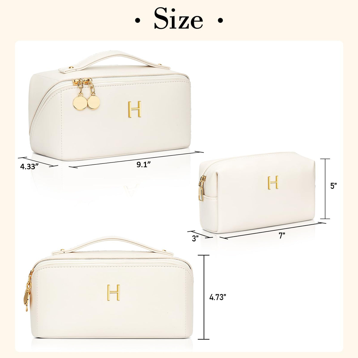 CLOUDWINGS Initial Makeup Bag featuring gold-toned hardware