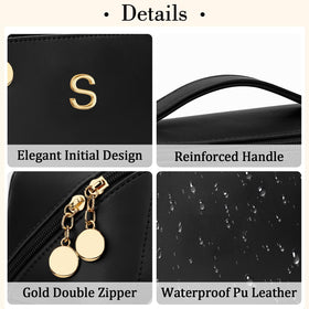 CLOUDWINGS Initial Makeup Bag featuring gold-toned hardware and smooth zippers