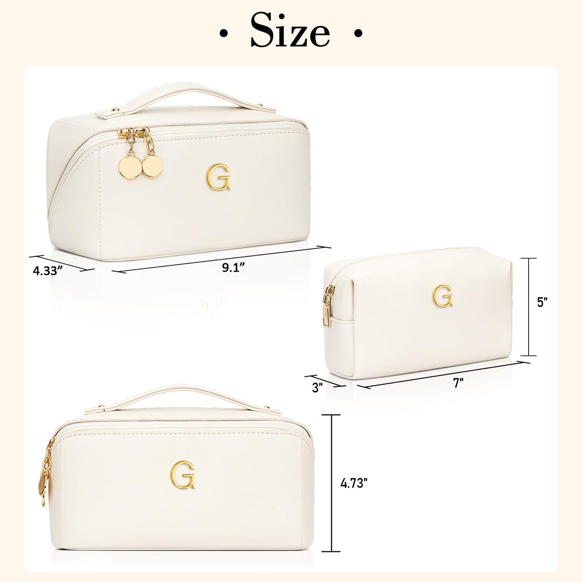 CLOUDWINGS Initial Makeup Bag flat design for easy access