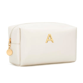 CLOUDWINGS Initial Makeup Bag front view in pink