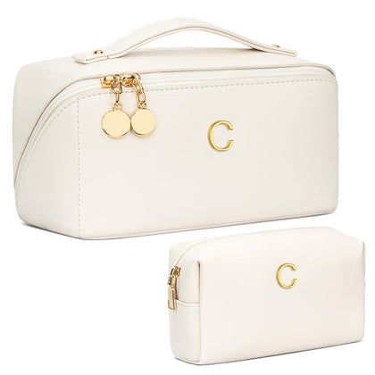 CLOUDWINGS Initial Makeup Bag front view with personalised initial