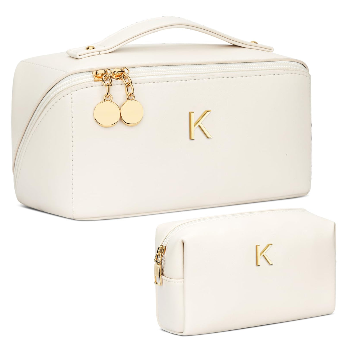 CLOUDWINGS Initial Makeup Bag front view with personalised initials