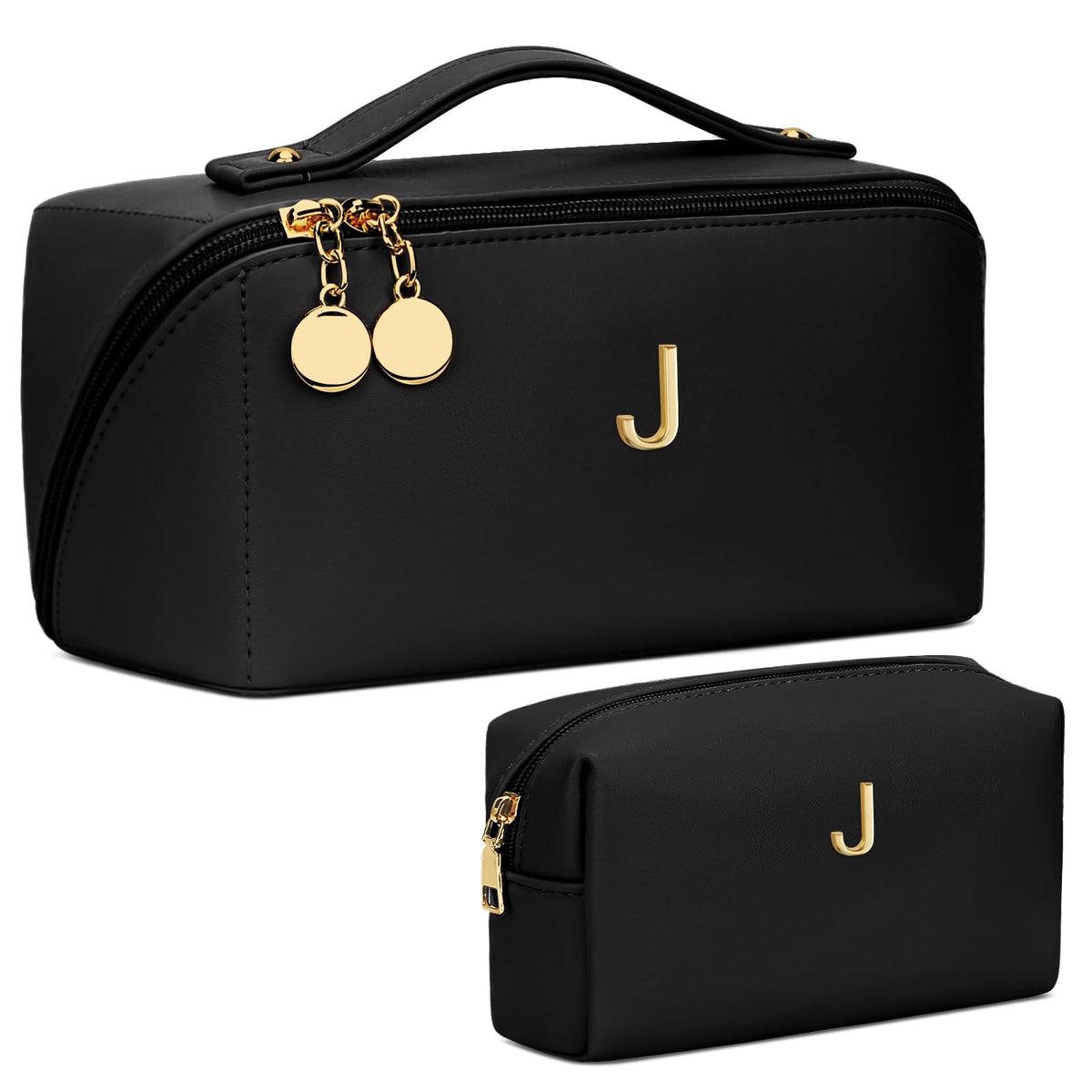 CLOUDWINGS Initial Makeup Bag front view with personalized initials