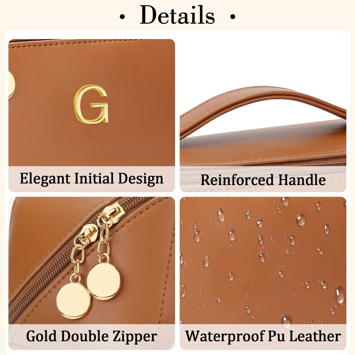 CLOUDWINGS Initial Makeup Bag in a lifestyle setting with cosmetics