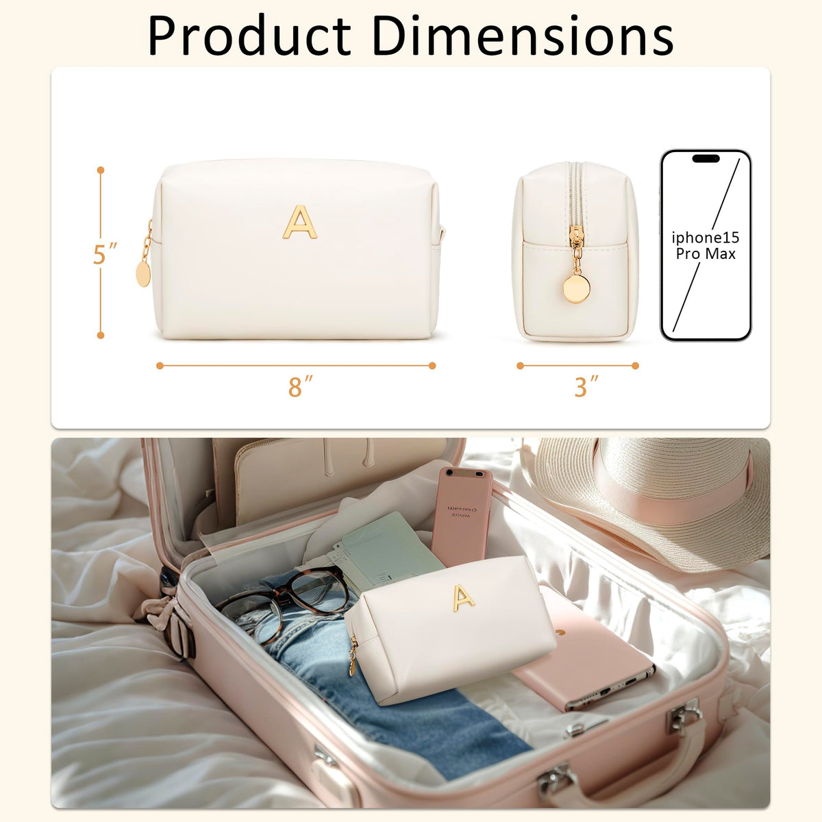 CLOUDWINGS Initial Makeup Bag in lifestyle scene