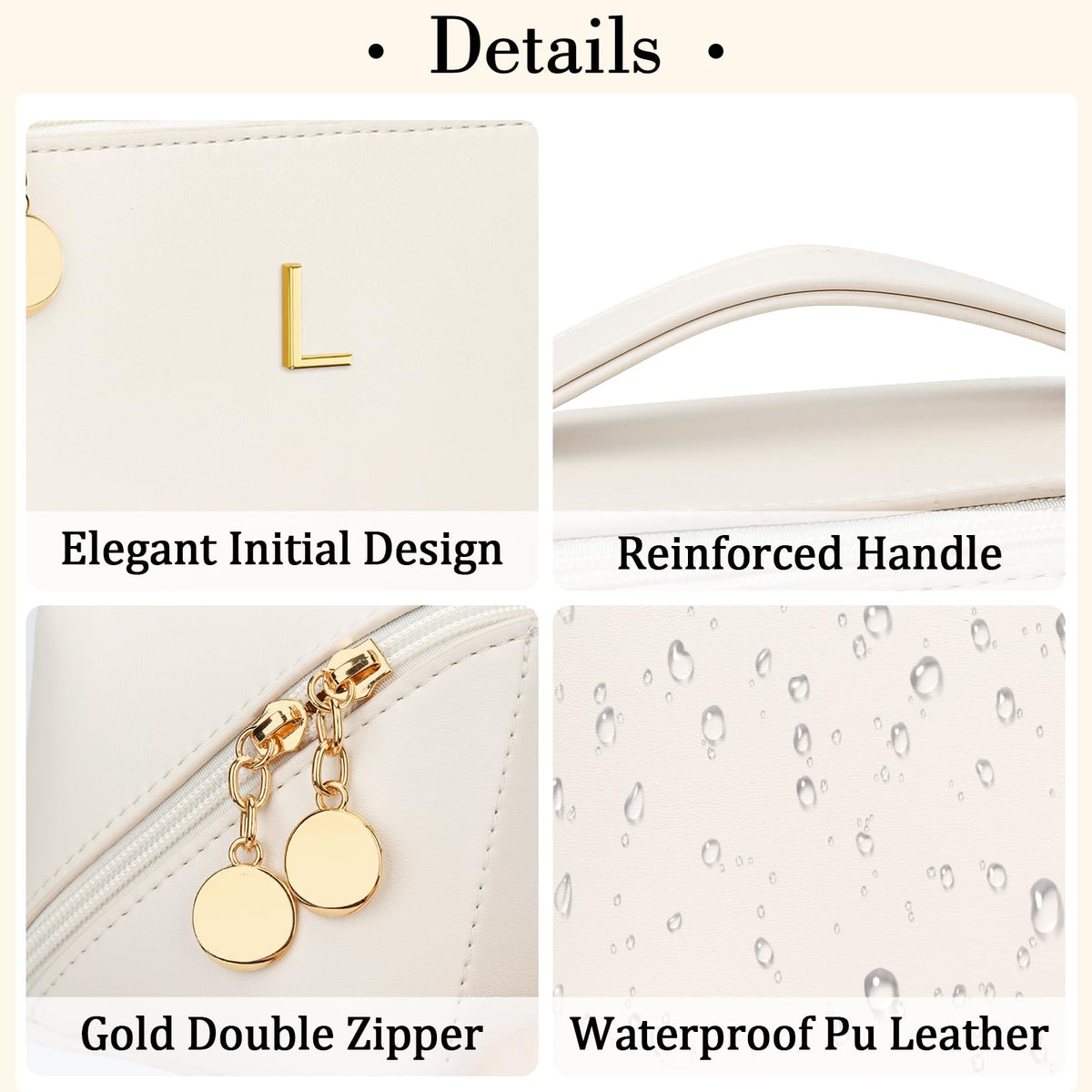 CLOUDWINGS Initial Makeup Bag in stylish PU leather with gold-toned hardware