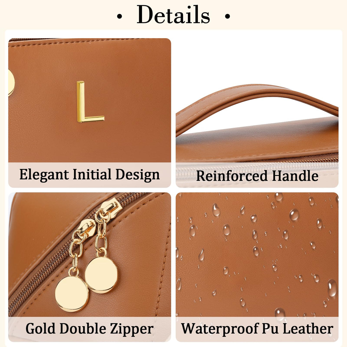 CLOUDWINGS Initial Makeup Bag in stylish setting with cosmetics