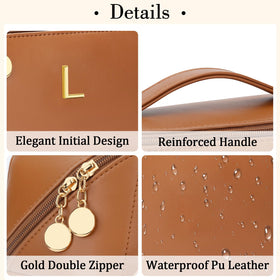 CLOUDWINGS Initial Makeup Bag in stylish setting with cosmetics